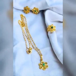 Set Floral Dorado - Aretes, Collar y Earcuff